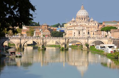 View of panorama Vatican City from Ponte Umberto I in Rome, Italy clipart