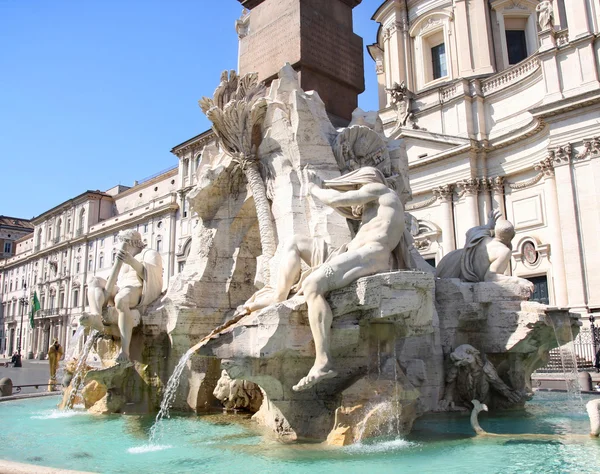 Piazza Navona Fontana Dei Fiumi Del Bernini Rom Italien — Stockfoto