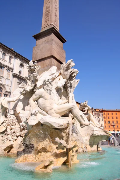 Piazza Navona Fontana Dei Fiumi Del Bernini Roma Italia —  Fotos de Stock