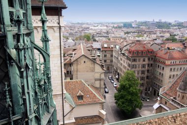 Cenevre, İsviçre Katedrali'nın panoramik manzarasını saint pierre