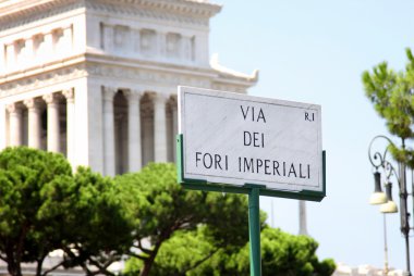 Street sign Fori Imperiali in Rome, Italy clipart