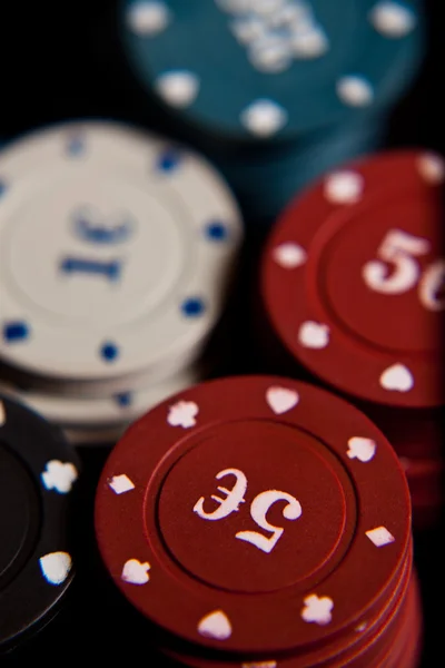 Mucchio Chip Multicolori Gioco Nel Poker — Foto Stock