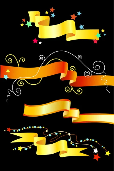 Rubans décoratifs sur le backgroud noir — Image vectorielle