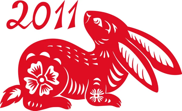 Zodíaco chinês do ano do coelho . — Vetor de Stock
