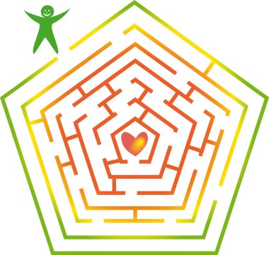 Color labyrinth with man and heart. clipart