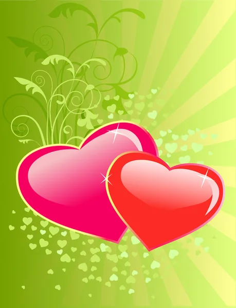 Valentinstag blumiger Hintergrund mit Herz — Stockvektor