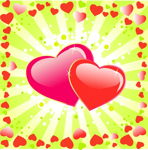 Valentinstag blumiger Hintergrund mit Herz — Stockvektor