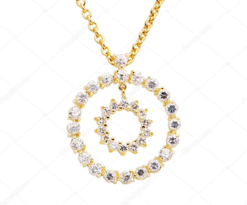 Golden pendant isolated on the white