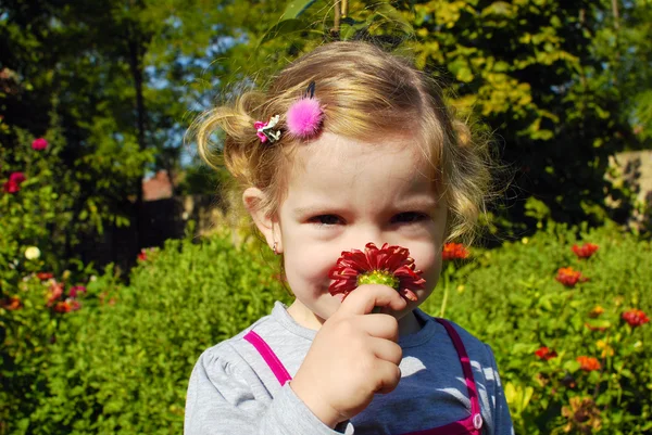 Kleines Mädchen mit Blume — Stockfoto