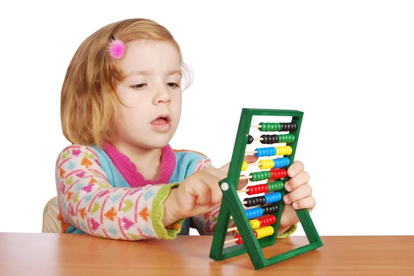 Little girl learn to count — Stock Photo, Image