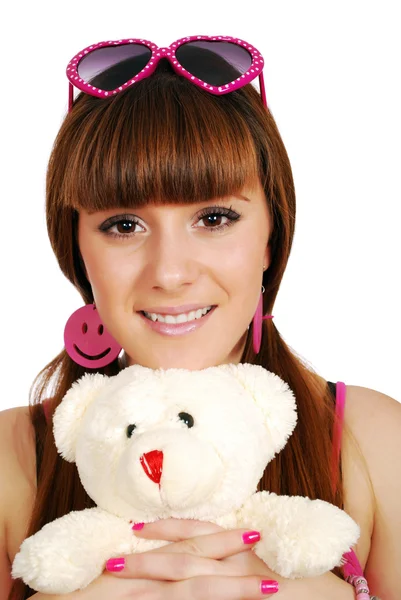 Teenage girl with teddy-bear — Stock Photo, Image