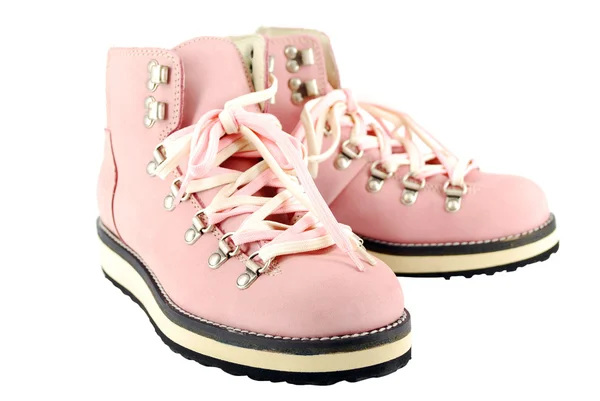 Woman pink hiking boots — Stock Photo, Image