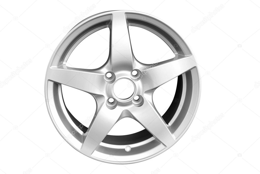 Silver aluminum wheel rim isolated