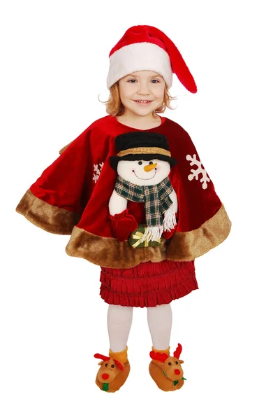 Glückliches kleines Mädchen Weihnachtsmann — Stockfoto