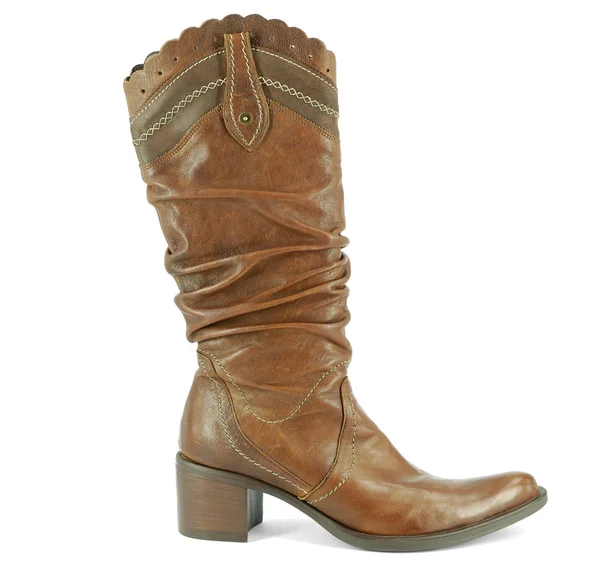 Vrouw hoog bruin cowboy boot — Stockfoto
