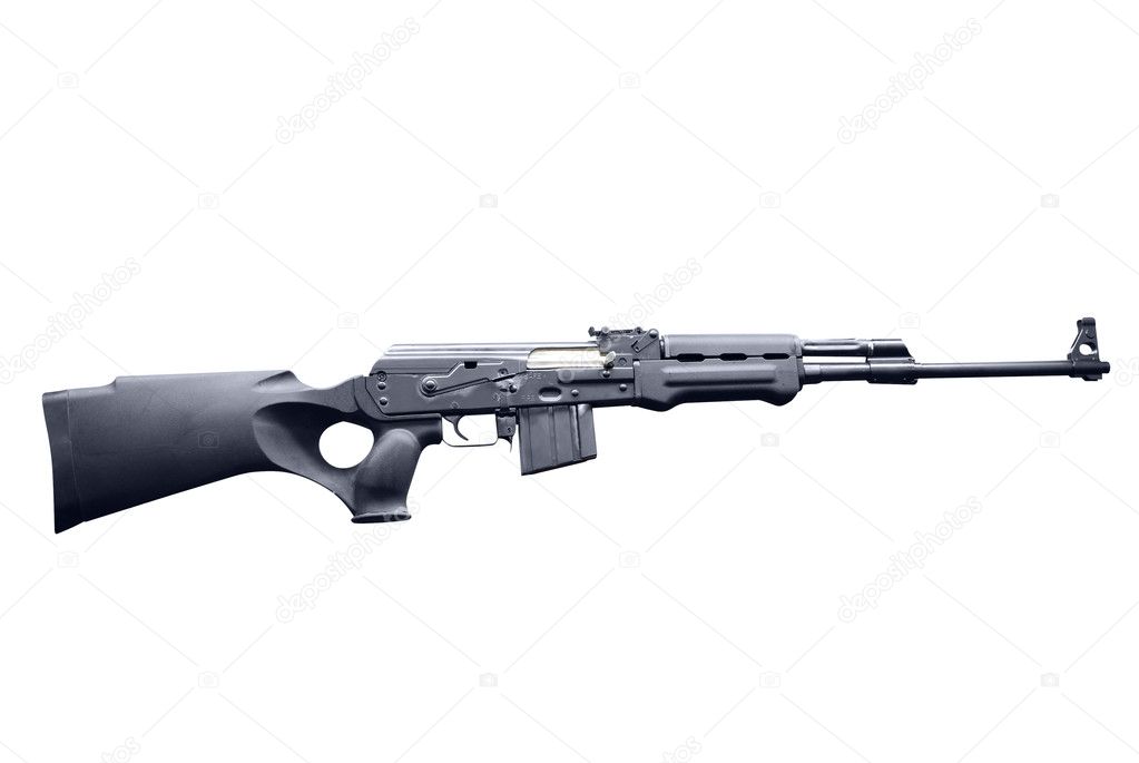 Modified AK47 semi automatic hunting rifle isolated