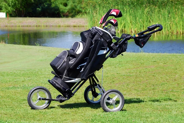 Golf bag on field — Stock Photo, Image