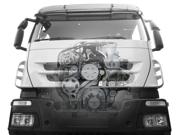 Lkw Front Mit Sichtbarem Motor — Stockfoto