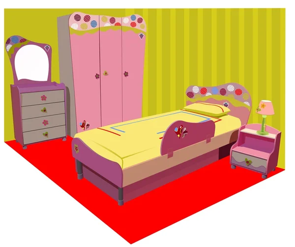 Ilustración Vectorial Colorida Habitación Niños — Archivo Imágenes Vectoriales