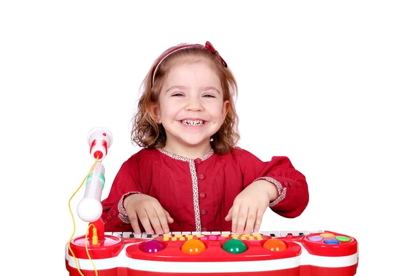 Veselá Malá Dívka Hrát Hudba — Stock fotografie