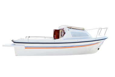 Little white boat isolated clipart