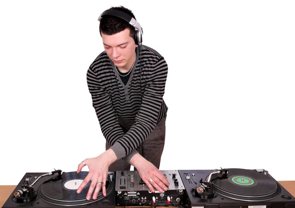 DJ mit Plattenspielern spielt Musik — Stockfoto