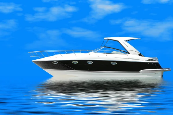 Fast luxury yacht sails blue sea — Stock Photo, Image