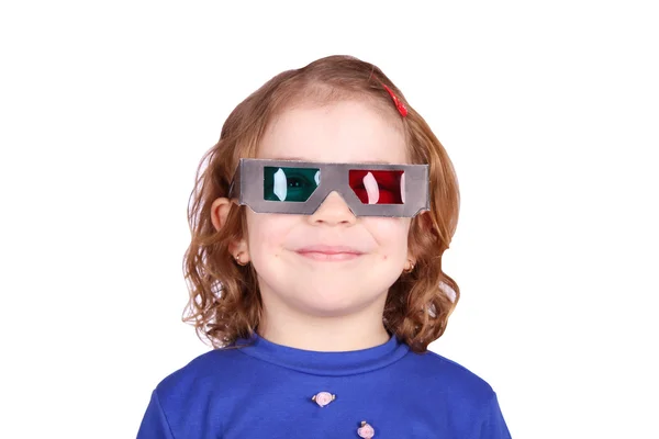 Dziewczynka w okularach 3D — Zdjęcie stockowe