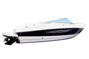 Motor boat isolated on white clipart