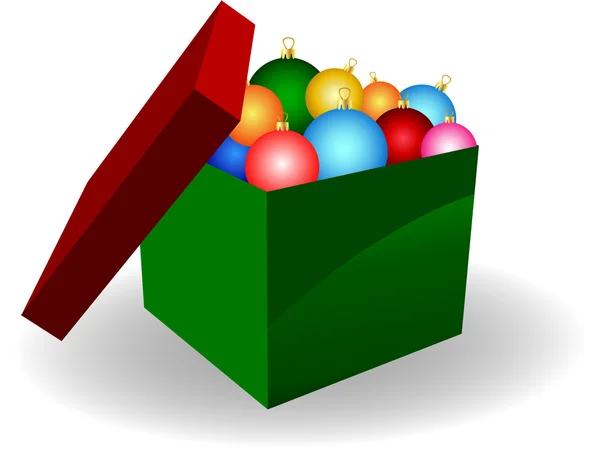 Χριστούγεννα μπάλες σε ένα κουτί — Διανυσματικό Αρχείο