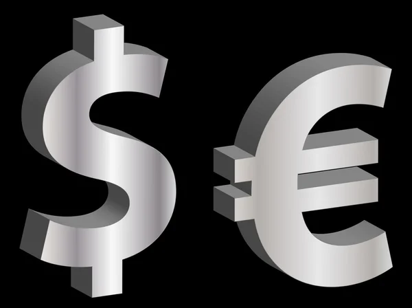 Символы евро доллара США — стоковое фото
