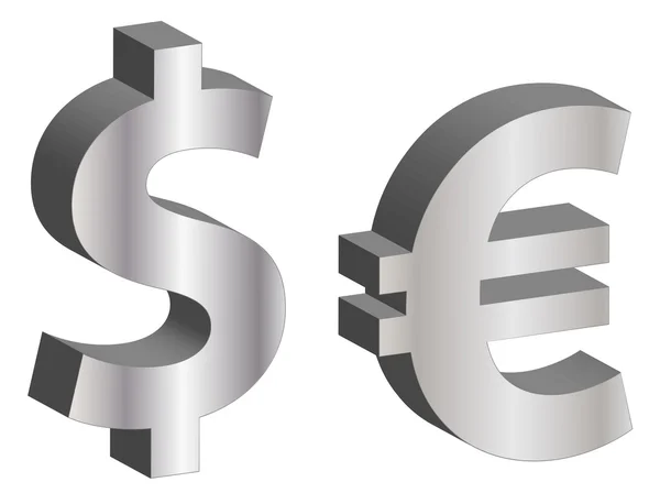 Символы евро доллара США — стоковое фото