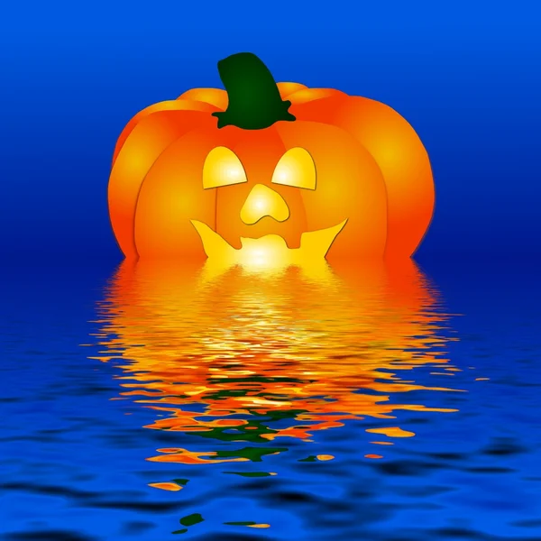 Abóbora de Halloween na água — Fotografia de Stock
