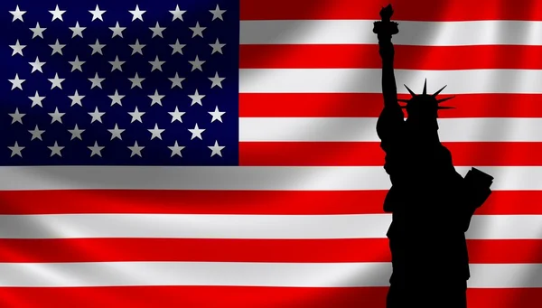 자유의 여신과 미국 국기 — 스톡 사진