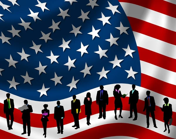 USA Flag with business — Stock Photo, Image