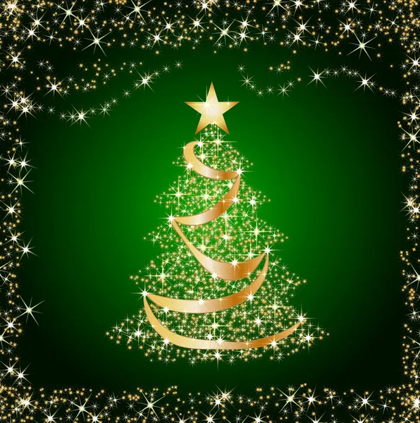 Csillogó arany karácsonyfa — Stock Fotó