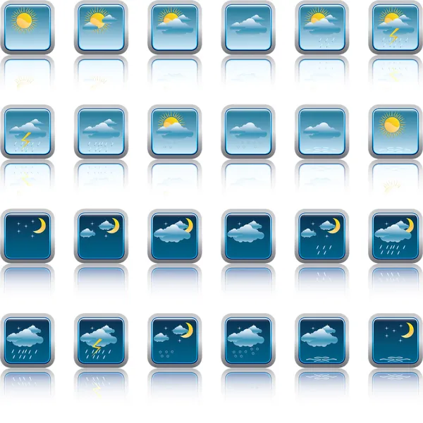 Vector weather forecast buttons — Stock Vector