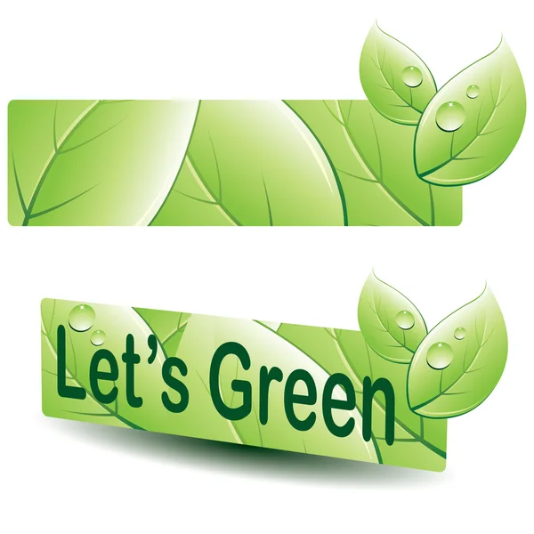 Banner mit grünem Blatt — Stockvektor