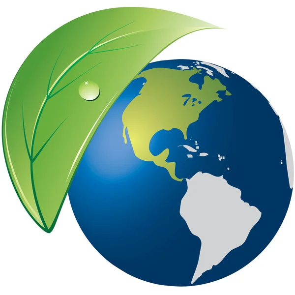 Earth Globe Leaf — Stock Vector