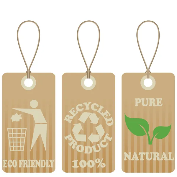 Eco Friendly Tags Isolated White — Stock Vector