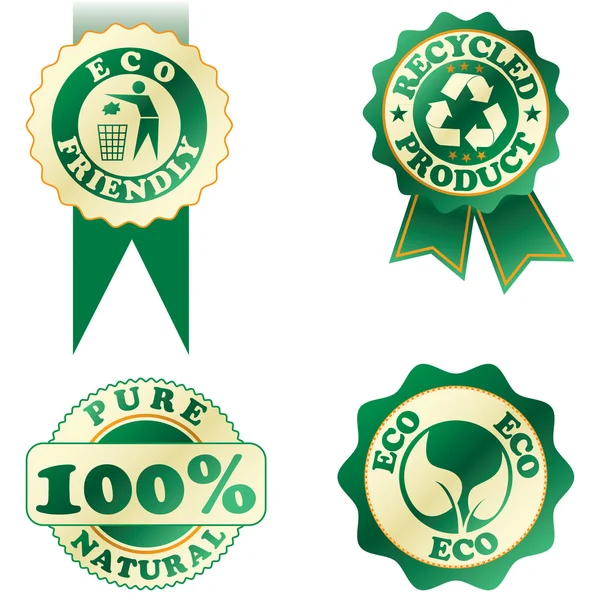 Green Stickers Isolated White — Stock Vector