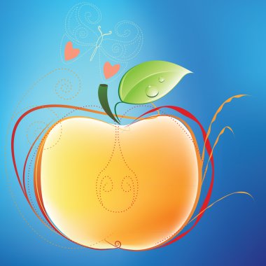 Apple and butterfly clipart