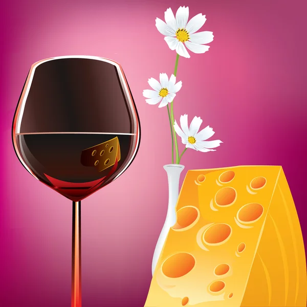 Wine Cheese and Margaretas — Stock Vector