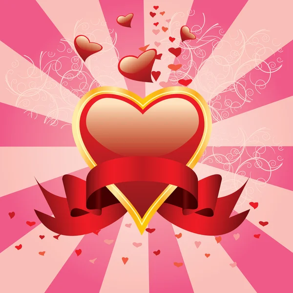 Herz Und Band Valentine Hintergrund — Stockvektor