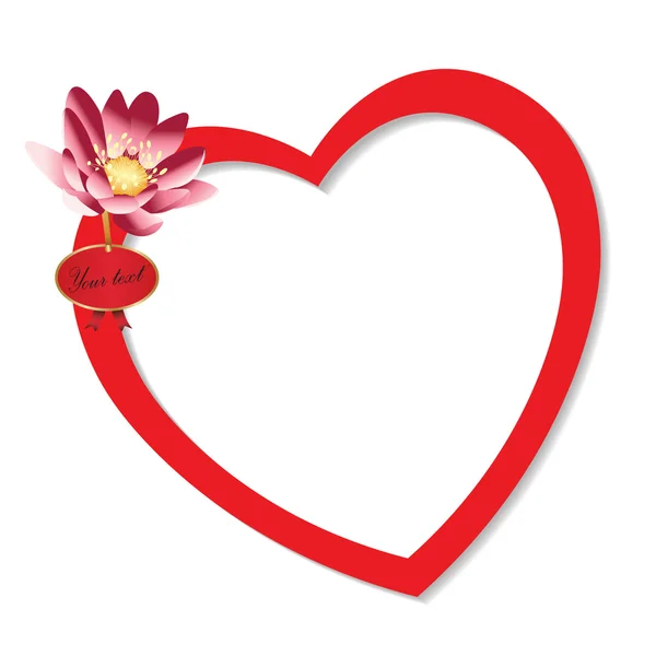 Hjärta Ram Med Blommor Vit Bakgrundκαρδιά Πλαίσιο Λουλούδι Άσπρο Φόντο — Stock vektor