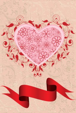 Swirl heart with ribbon clipart