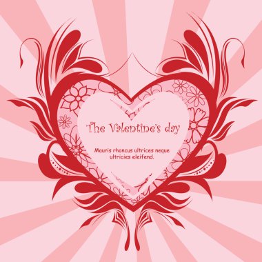 Abstract heart shape with rays on background clipart