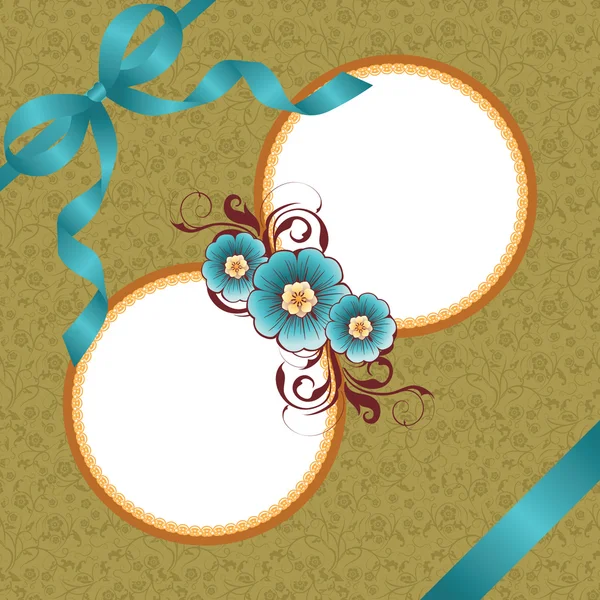 花を持つ つの円形フレーム — ストックベクタ
