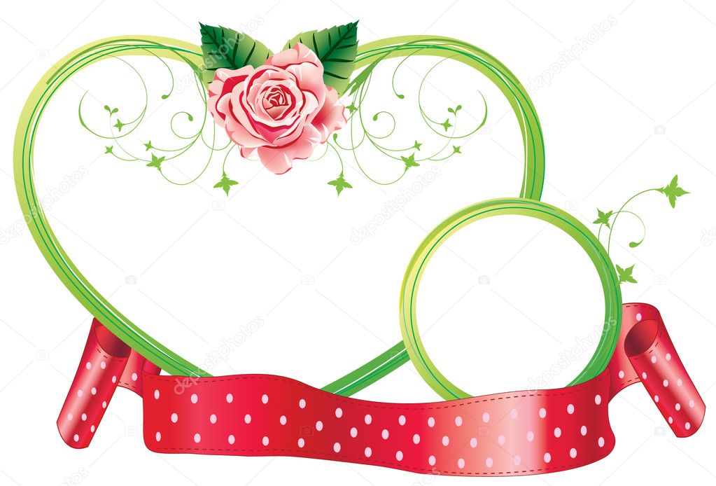 Two frames with flower and ribbon