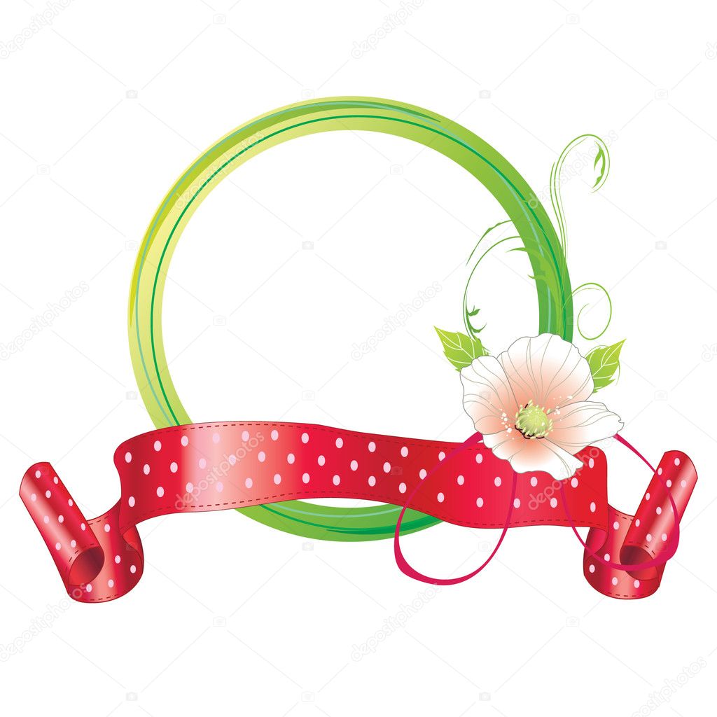 Flower frame with ribbon and flower